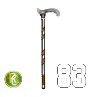 8️⃣ 83 bastón, número 83, vara, emblema dorado telegram sticker