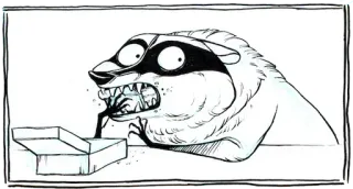 🥧 raccoon, animal, comic, cartoon, eating, box telegram sticker