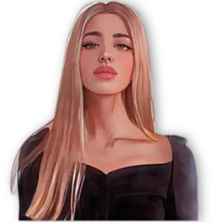 👩 женщина, портрет, блондинка, женский, иллюстрация, искусство telegram sticker