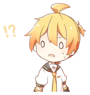 💭 Rin Kagamine !?  Anime, Vocaloid, Kejutan, Reaksi, Chibi, Pertanyaan telegram sticker