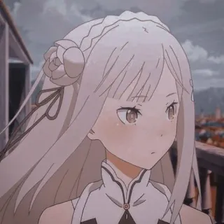 🦕 Emilia Re:Zero anime, girl, white hair, waifu telegram sticker