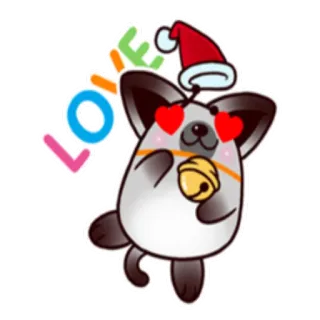 😍 LOVE! кот, любовь, рождество, мультфильм, праздник, животное, милый telegram sticker