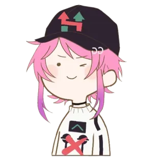 😉 anime, manga, character, cartoon, pink hair, casual telegram sticker