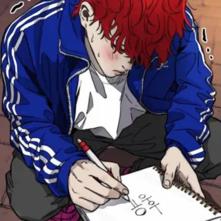 🚲 어어 аниме, рисунок, эскиз, парень, рыжие волосы telegram sticker