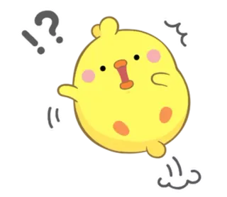🤗 小鸡, 鸟, 可爱, 卡通, 黄色, 惊讶, 问号 telegram sticker