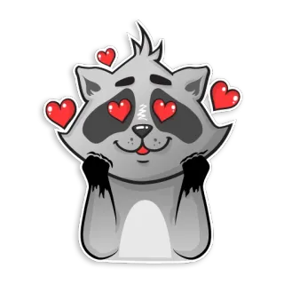 😍 guaxinim, desenho animado, amor, corações, animal, fofo telegram sticker