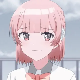 😅 anime, tóc hồng, dễ thương, cô gái, nhân vật, manga telegram sticker