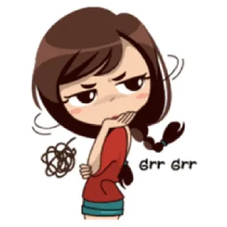 🌻 Grr Grr annoyed, thinking, cartoon, girl, frustrated telegram sticker