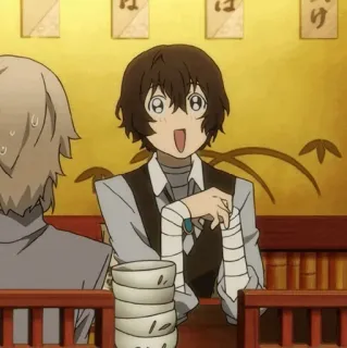 🖤 Osamu Dazai Bungou Stray Dogs Anime, Bungou Stray Dogs, Osamu Dazai, Bandages, Dessin animé telegram sticker