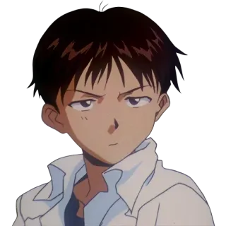 🤨 Shinji Ikari Neon Genesis Evangelion anime, character, eva, serious telegram sticker
