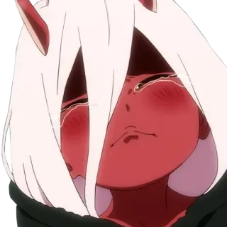 😰 Zero Two Darling in the Franxx Anime, Charakter, Zero Two, Darling in the Franxx, weinen, traurig telegram sticker