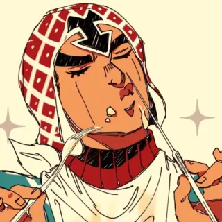 🤤 Guido Mista JoJo's Bizarre Adventure Anime, Jojo, Jojo's Bizarre Adventure, Guido Mista, Mista, Comiendo, Tenedores, Personaje telegram sticker