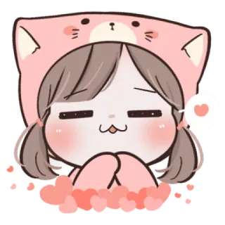 🐱 cute, kawaii, girl, cartoon, cat, love, hearts telegram sticker