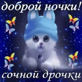 🌚 доброй ночки!
сочной дрочки! kat, vlinders, goedenacht, sterren, schattig whatsapp sticker