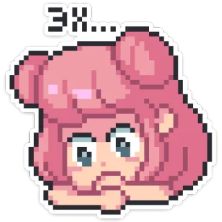 😔 3X... Pixel art, Ragazza, Rosa, Carino telegram sticker