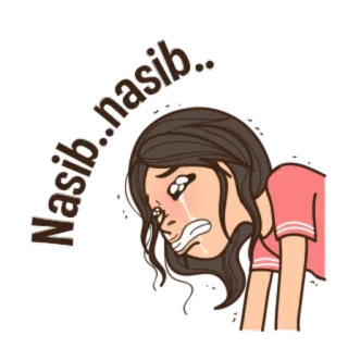 😥 Nasib..nasib triste, llorando, mujer, sticker whatsapp sticker