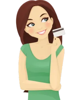 💳 Frau, Kreditkarte, Shopping, Finanzen, Cartoon, Illustration whatsapp sticker