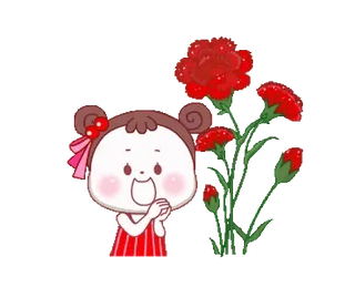 🌹 menina, flores, desenho animado, fofo, vermelho, alegre telegram sticker