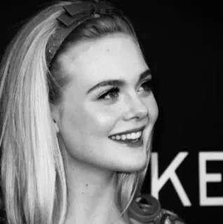 🖤 Elle Fanning actress, portrait, celebrity, black and white telegram sticker