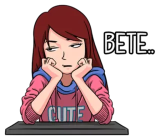 😅 BETE.. Anime, Ragazza, Carina, Espressione, Annoiato, Infastidito whatsapp sticker