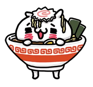 ❤️ Ramen, Mèo, Đồ ăn, Bát, Dễ thương, Anime, Hoạt hình telegram sticker