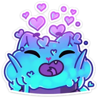 😍 gato, lindo, dibujos animados, animal, corazones, pegatina telegram sticker