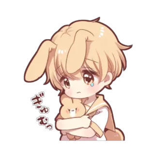 😊 ぎゅっ อนิเมะ, กระต่าย, น่ารัก, คาวาอิ, ร้องไห้, เศร้า, กอด, ตัวละคร whatsapp sticker