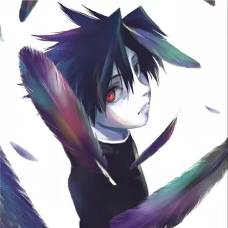 😒 Anime, Oscuro, Plumas, Ojos rojos, Manga telegram sticker