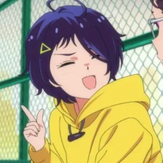 🌟 Anime, Chica, Sudadera Amarilla, Personaje, Animación telegram sticker