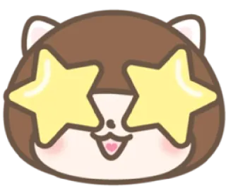 🤩 animal, olhos de estrela, fofo, desenho animado, adesivo, hamster telegram sticker