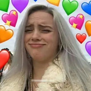 😌 Billie Eilish billie eilish, singer, hearts, celebrity, music telegram sticker