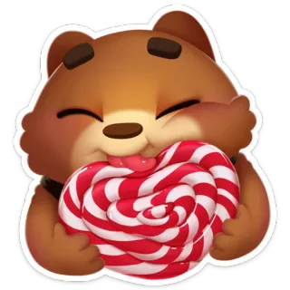 ❤️ медведь, леденец, конфета, милый, сладкий, животное, мультфильм whatsapp sticker