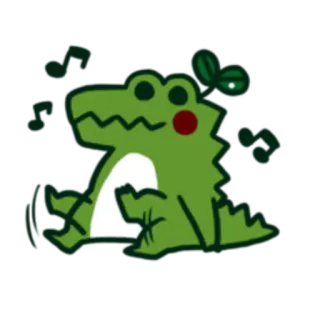 🎧 cá sấu, xanh lá, dễ thương, hoạt hình telegram sticker