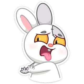 🥴 thỏ, hoạt hình, ốm, nôn, khó chịu, thỏ, biểu cảm telegram sticker