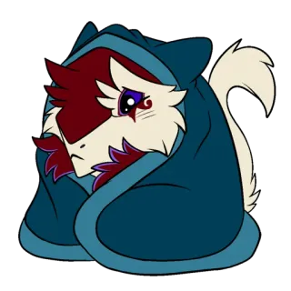 🛌 Мультфильм, Милый, Животное, Пушистый, Капюшон, Цифровое искусство telegram sticker