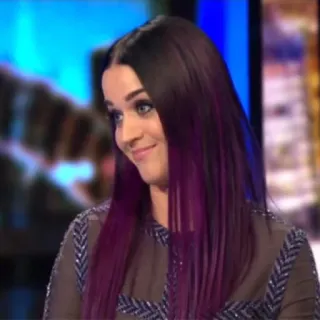 😐 Katy Perry celebrità, cantante, donna, capelli viola, katy perry telegram sticker
