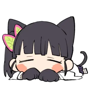 😴 anime, chibi, cat ears, sleeping, cute, kawaii, cartoon whatsapp sticker