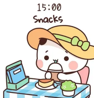 🍟 15:00 Snacks snacks, nourriture, dessin animé, animal, mignon telegram sticker