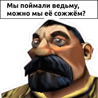 ♨ Мы поймали ведьму, можно мы её сожжём? witch, burning, question, medieval, video game telegram sticker
