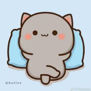 😇 @hotlve cute, cat, kawaii, animal, pillow, adorable telegram sticker