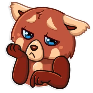 😔 panda rojo, triste, lindo, animal, dibujos animados, pegatina whatsapp sticker
