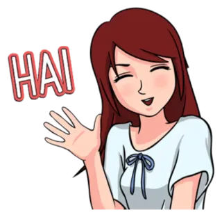 ✋ HAI donna, cartone animato, capelli, saluto, capelli whatsapp sticker