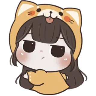 ☃️ Anime meisje, Schattig, Cartoon, Sticker, Hond, Oren whatsapp sticker