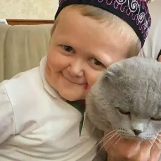 😊 Hasbulla Magomedov niño, gato, sonrisa, divertido, meme whatsapp sticker