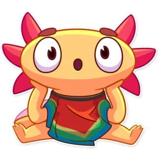 😯 Axolotl, Cartone animato, Animale, Carino, Kawaii telegram sticker