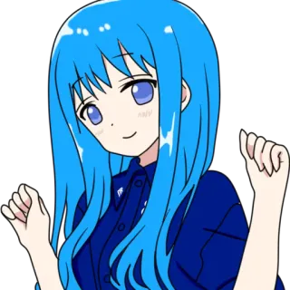 😀 Anime Mädchen, blaue Haare, Cartoon, Aufkleber, Illustration telegram sticker
