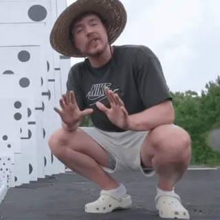 😍 MrBeast mrbeast, youtube, influencer, hat, squatting, crocs telegram sticker