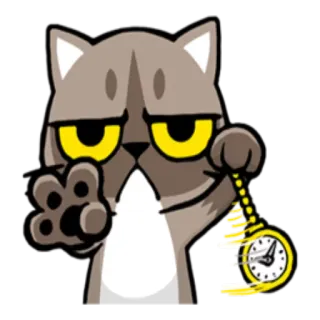 ⏳ cat, animal, cute, sticker, cartoon, clock telegram sticker