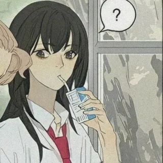 🌟 ? Anime, Fille, Question, Jus, Uniforme scolaire whatsapp sticker