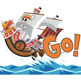 🚢 GO! ship, pirate, one piece, sailing, ocean, anime telegram sticker